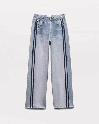 Miramar Terry Wide-Leg Track Pants in Coney-Sea Biscuit Del Mar