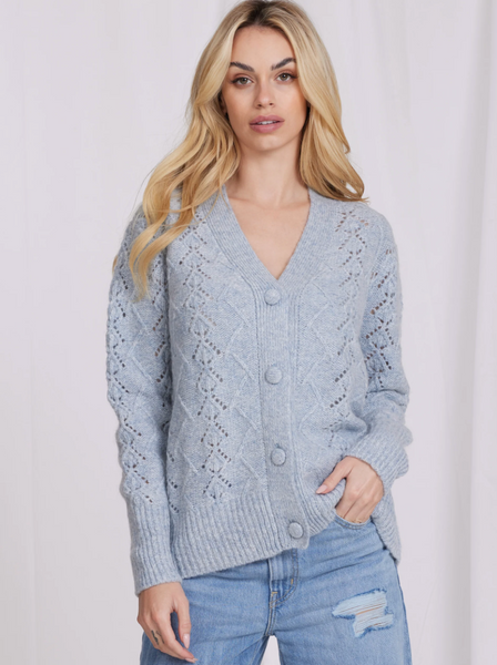 Mohair Pointelle Oversized Cardigan-Sea Biscuit Del Mar