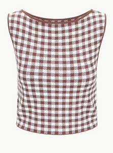 Montgomery Top in Dark Chocolate Gingham | Staud-Sea Biscuit Del Mar