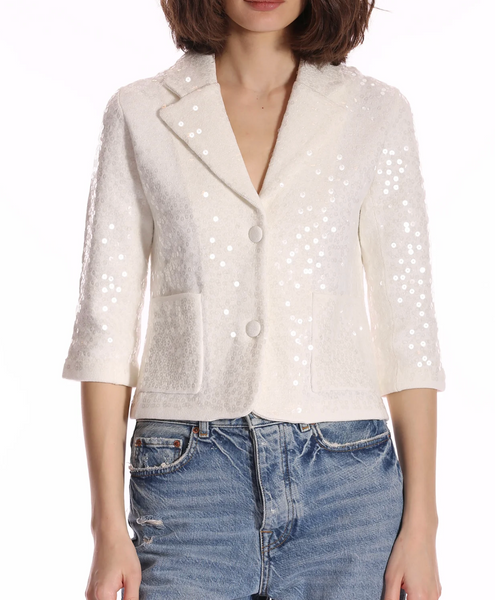 Paillette Sequin Shrunken Blazer-Sea Biscuit Del Mar