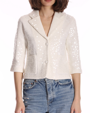 Paillette Sequin Shrunken Blazer-Sea Biscuit Del Mar