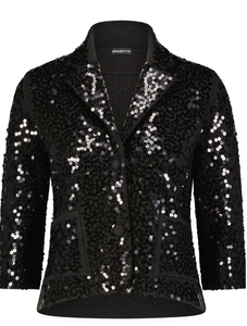 Paillette Sequin Shrunken Blazer-Sea Biscuit Del Mar