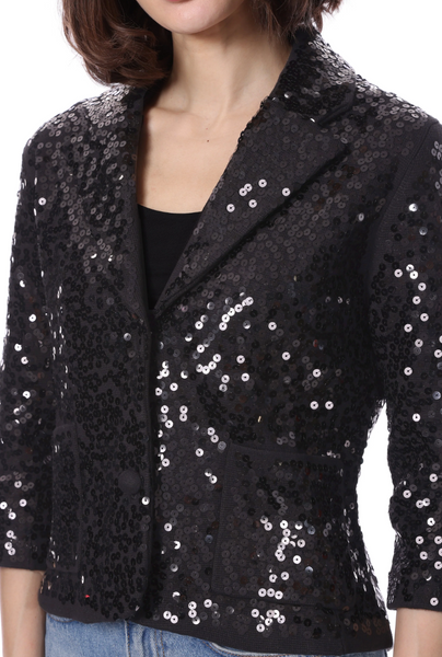 Paillette Sequin Shrunken Blazer-Sea Biscuit Del Mar