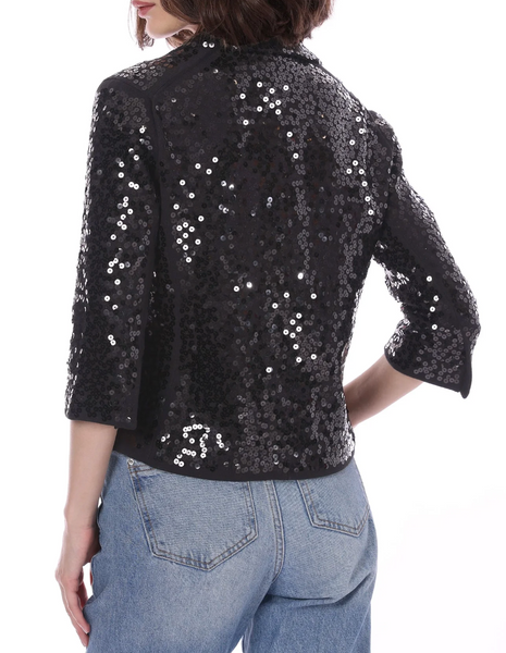 Paillette Sequin Shrunken Blazer-Sea Biscuit Del Mar