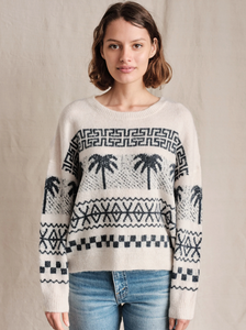 Palm Fairisle Sweater | Oatmilk-Sea Biscuit Del Mar