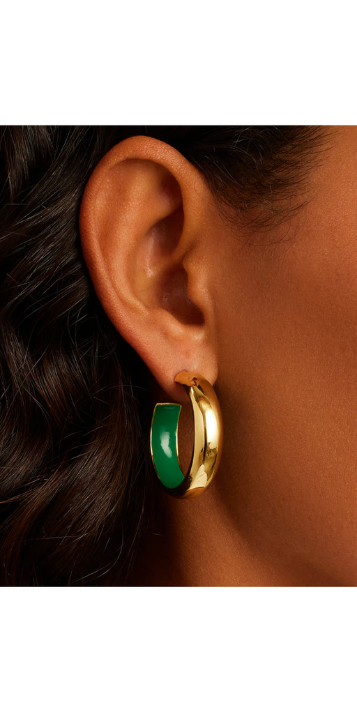 Large Green Flower Hoop Earrings with Semi Precious Beads | AngieShel  Designs