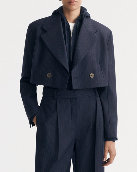 Pinstripe Blazer | Soft Goat-Sea Biscuit Del Mar