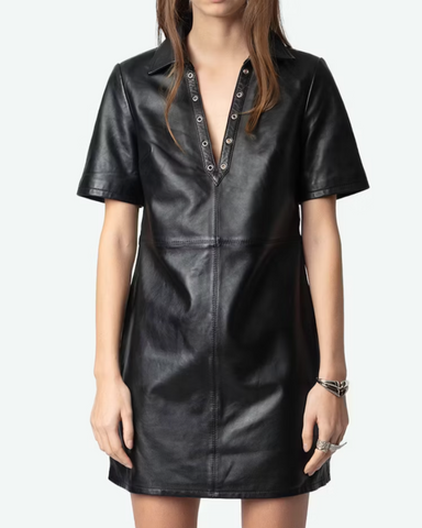 Ralmy Leather Dress-Sea Biscuit Del Mar