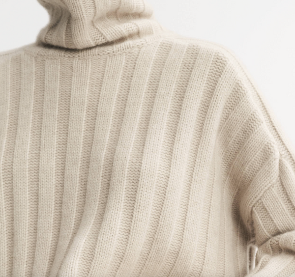 Ribbed Turtleneck | Soft Goat-Sea Biscuit Del Mar