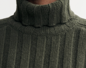 Ribbed Turtleneck | Soft Goat-Sea Biscuit Del Mar