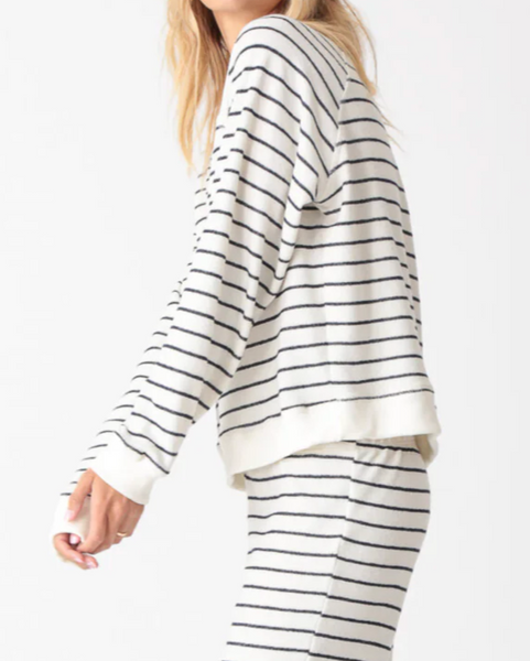 Ronan Pullover in Indigo Stripe-Sea Biscuit Del Mar