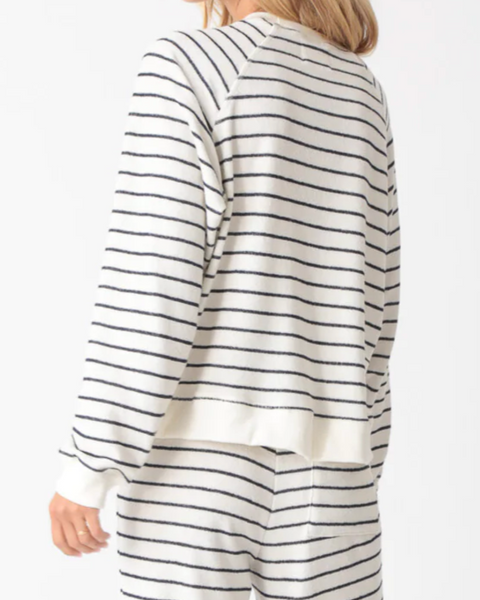 Ronan Pullover in Indigo Stripe-Sea Biscuit Del Mar