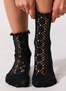 Rubies Crochet Socks in Black | Free People-Sea Biscuit Del Mar