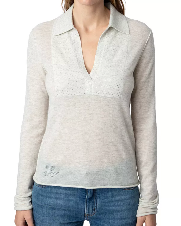 Sally Collared Sweater-Sea Biscuit Del Mar