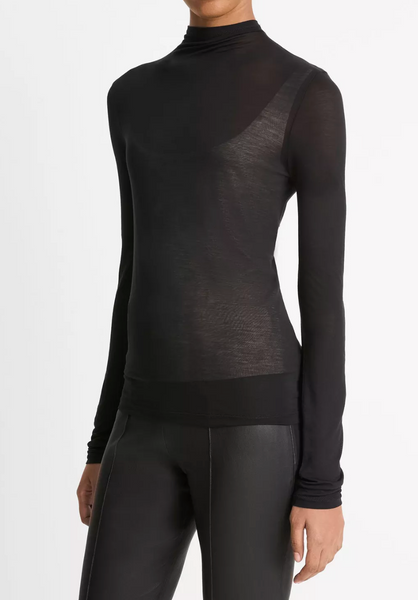 Sheer L/S Mock Neck | Vince-Sea Biscuit Del Mar