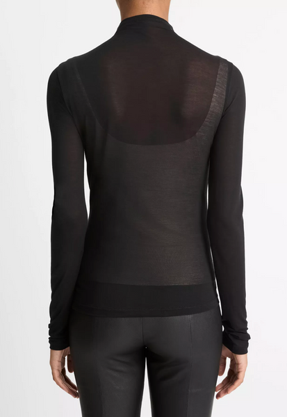 Sheer L/S Mock Neck | Vince-Sea Biscuit Del Mar