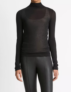 Sheer L/S Mock Neck | Vince-Sea Biscuit Del Mar