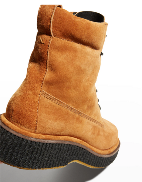 Sloane Suede Combat Boots - Beige + Cinnamon-Sea Biscuit Del Mar