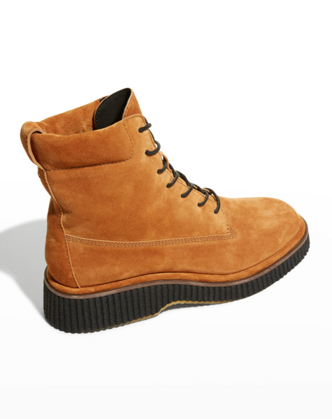 Sloane Suede Combat Boots - Beige + Cinnamon-Sea Biscuit Del Mar