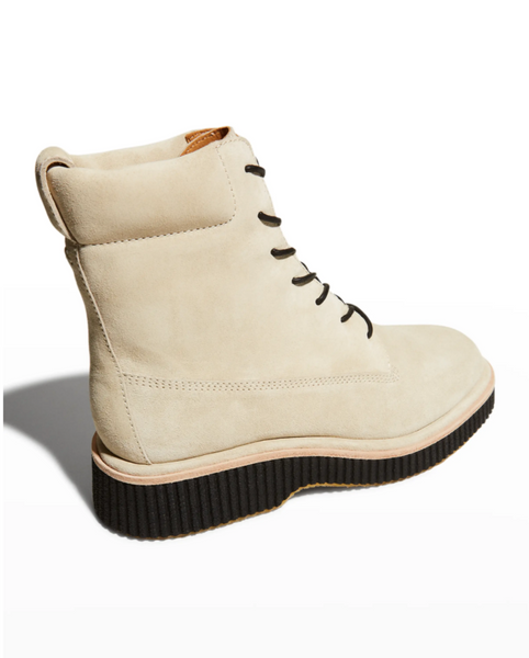 Sloane Suede Combat Boots - Beige + Cinnamon-Sea Biscuit Del Mar