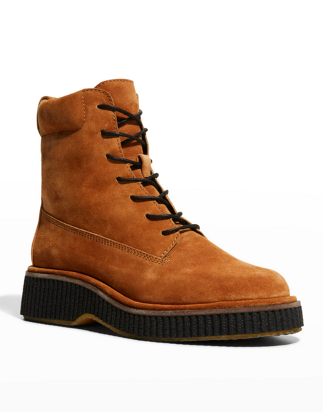 Sloane Suede Combat Boots - Beige + Cinnamon-Sea Biscuit Del Mar