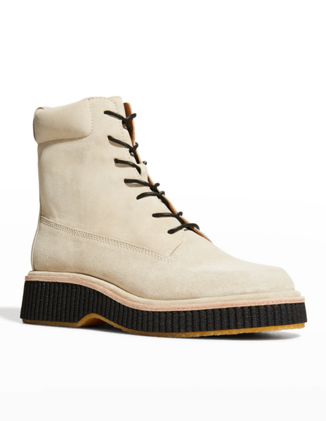 Sloane Suede Combat Boots - Beige + Cinnamon-Sea Biscuit Del Mar