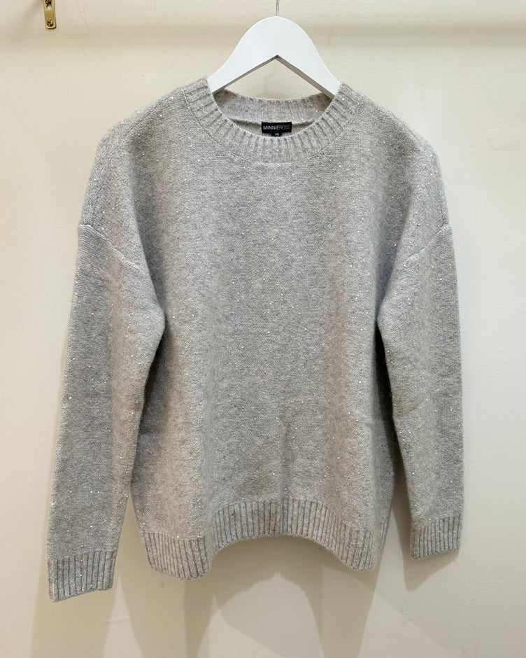 Sparkle Cashmere Boxy Crew-Sea Biscuit Del Mar