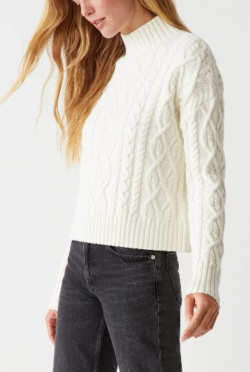 Suki Cable Knit Sweater in Chalk-Sea Biscuit Del Mar