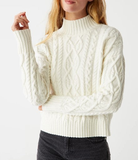 Suki Cable Knit Sweater in Chalk-Sea Biscuit Del Mar