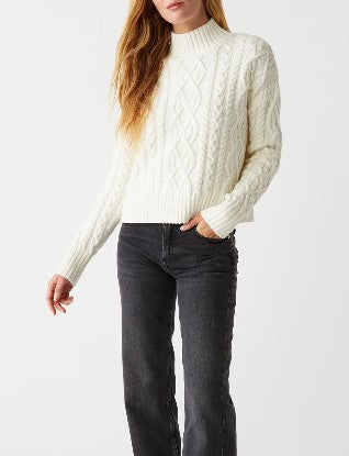 Suki Cable Knit Sweater in Chalk-Sea Biscuit Del Mar