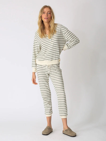 Sunny Jogger - Ivory/Olive Stripe-Sea Biscuit Del Mar