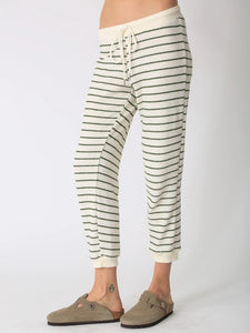 Sunny Jogger - Ivory/Olive Stripe-Sea Biscuit Del Mar