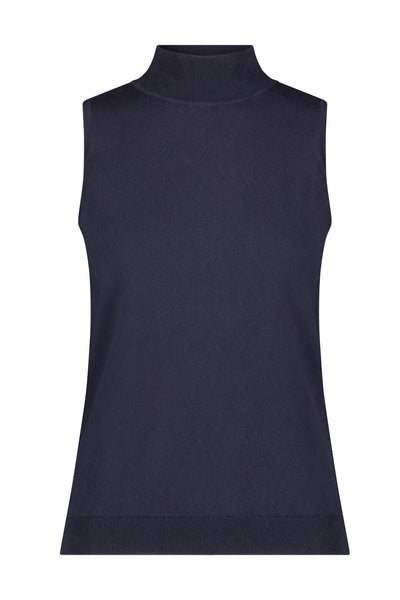 Supima Cotton Cashmere Mock Neck Sleeveless Top-Sea Biscuit Del Mar