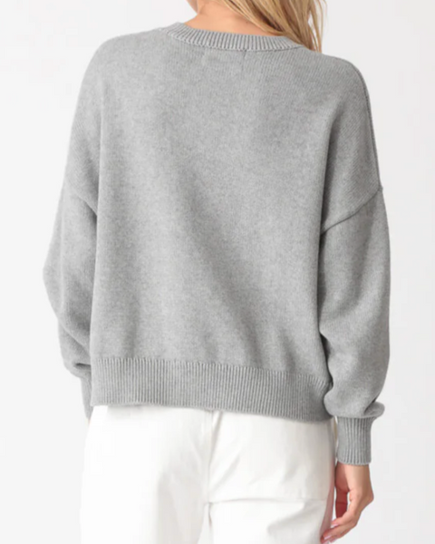 Surf Sweater in Heather Grey-Sea Biscuit Del Mar