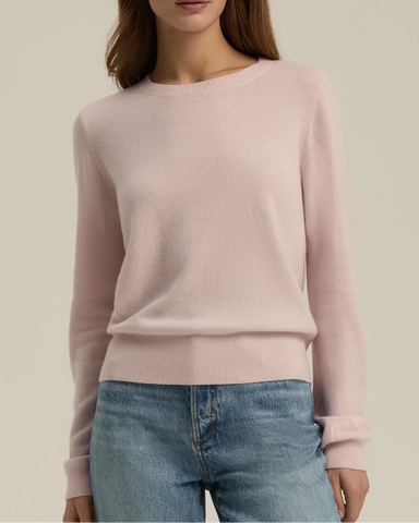 The Favorite Cashmere Crew in Pale Pink-Sea Biscuit Del Mar