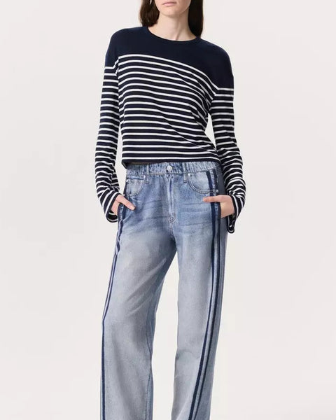 The Knit Striped Long-Sleeve T-Shirt-Sea Biscuit Del Mar