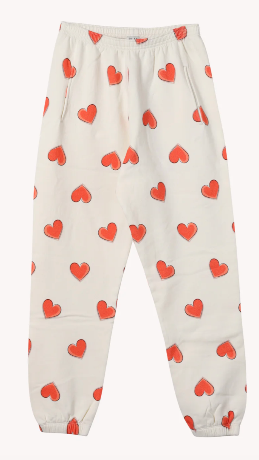 The Multi Heart Sweatpants | Cream/Red-Sea Biscuit Del Mar