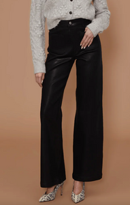 Virginia Wide Leg in Black Coated | LE JEAN-Sea Biscuit Del Mar