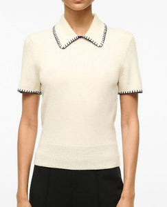 Windsor Top in Ivory/Navy-Sea Biscuit Del Mar