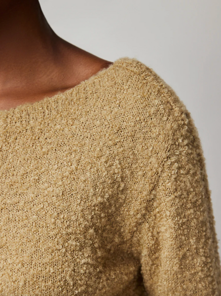 Wool Blend Boucle Long Sleeve Low Back Sweater-Sea Biscuit Del Mar