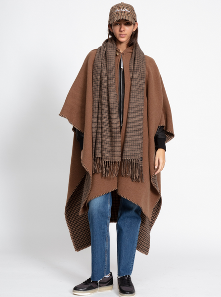 Addison Heritage Skinny Recycled Wool Scarf | Brown Houndstooth-Sea Biscuit Del Mar