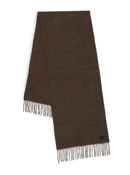Addison Heritage Skinny Recycled Wool Scarf | Brown Houndstooth-Sea Biscuit Del Mar