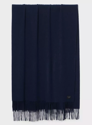 Addison Heritage Skinny Recycled Wool Scarf | Navy-Sea Biscuit Del Mar