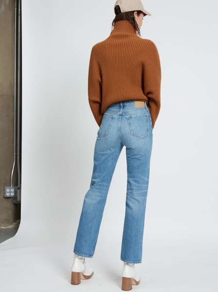 Alex High-Rise Straight-Leg Faded Ankle Jeans | Delavanwh-Sea Biscuit Del Mar