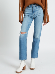Alex High-Rise Straight-Leg Faded Ankle Jeans | Delavanwh-Sea Biscuit Del Mar