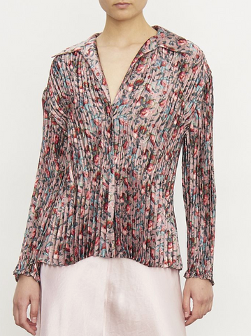 Berry Blooms Pleated Blouse-Sea Biscuit Del Mar