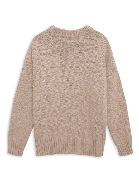 Cotton Linen Pullover Sweater | Camel-Sea Biscuit Del Mar