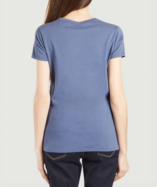 Cotton Silk Touch Short Sleeve T-Shirt - Brume Chine + Vintage Blue-Sea Biscuit Del Mar