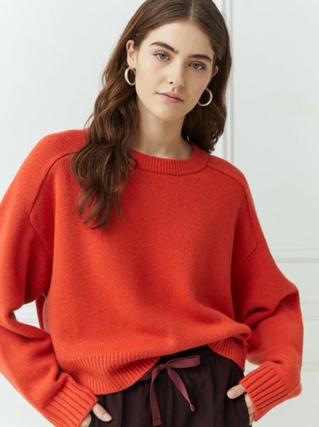 Cropped Cashmere Boxy Crew | Bittersweet + Buff-Sea Biscuit Del Mar