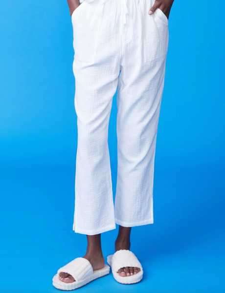Gauze Pants - White + Faded Coral-Sea Biscuit Del Mar